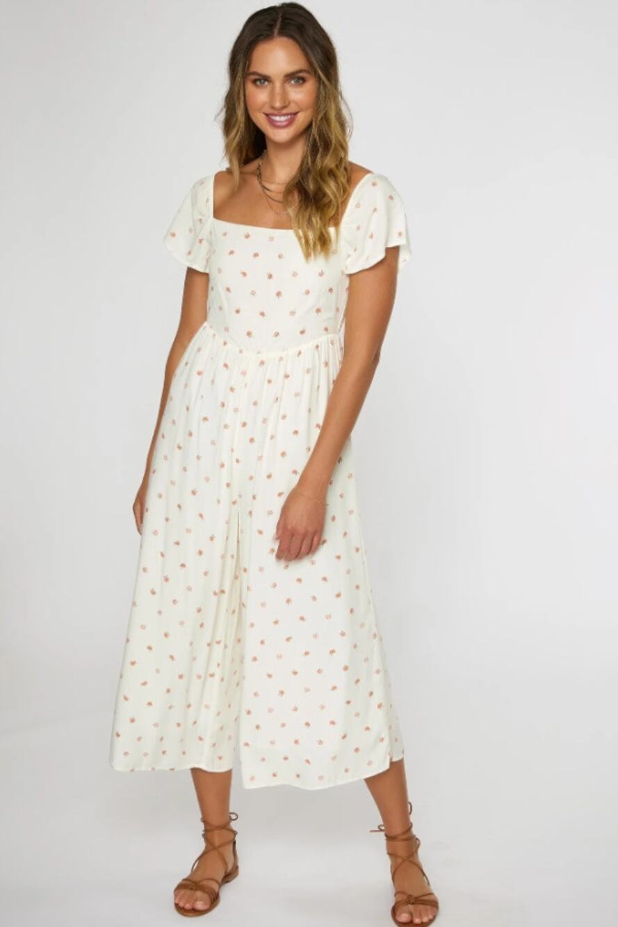 O'Neill Lanai Wide Leg Jumpsuit Womens Size S White Floral Cottagecore Boho